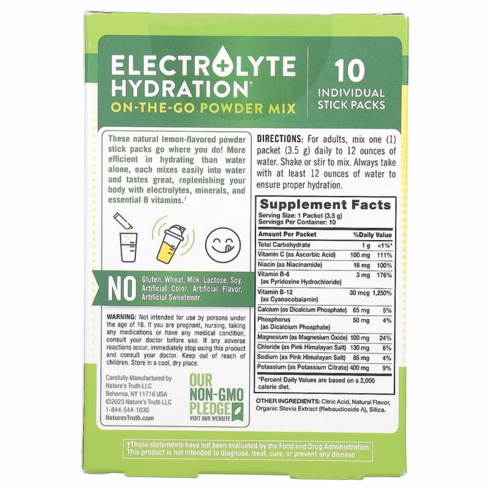 Nature's Truth Electrolyte Hydration 10 Sachets Lemon 2