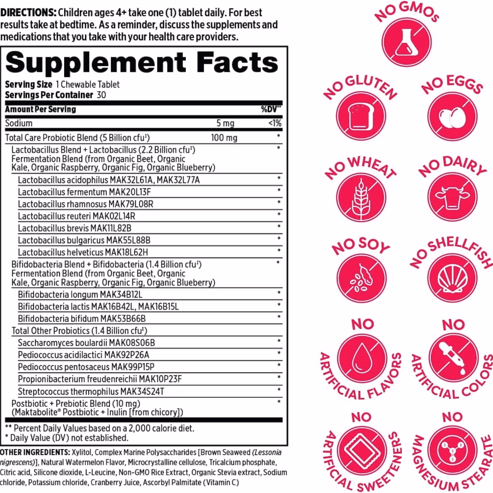 Probulin Total Care Kids Probiotic Watermelon Chewable 30 Tablets 4