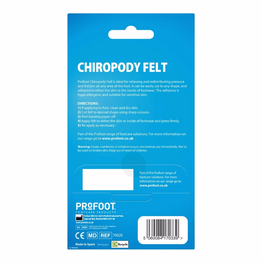 PROFOOT Chiropody Felt 1 Sheet 70339 3