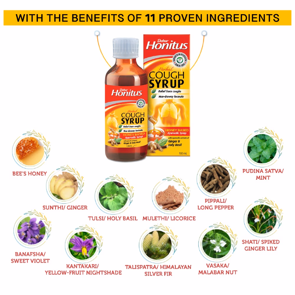 Dabur Honitus Herbal Cough Syrup 100ml 3