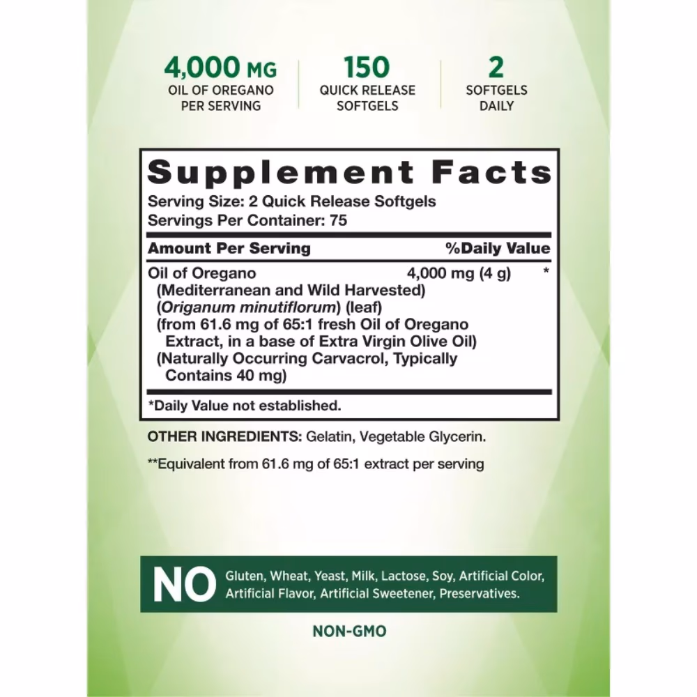 Nature's Truth Oil of Oregano 4000mg Softgels 150s 3