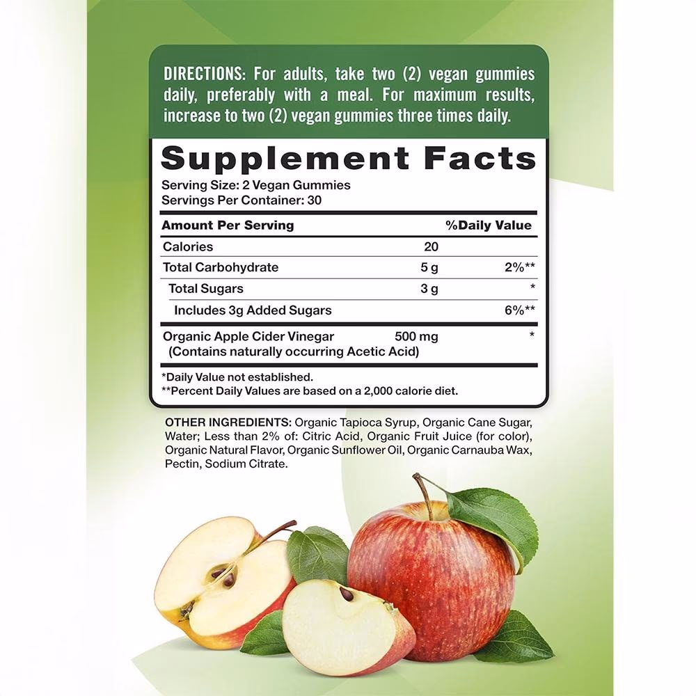Nature's Truth Organic Apple Cider Vinegar 60 Gummies 2
