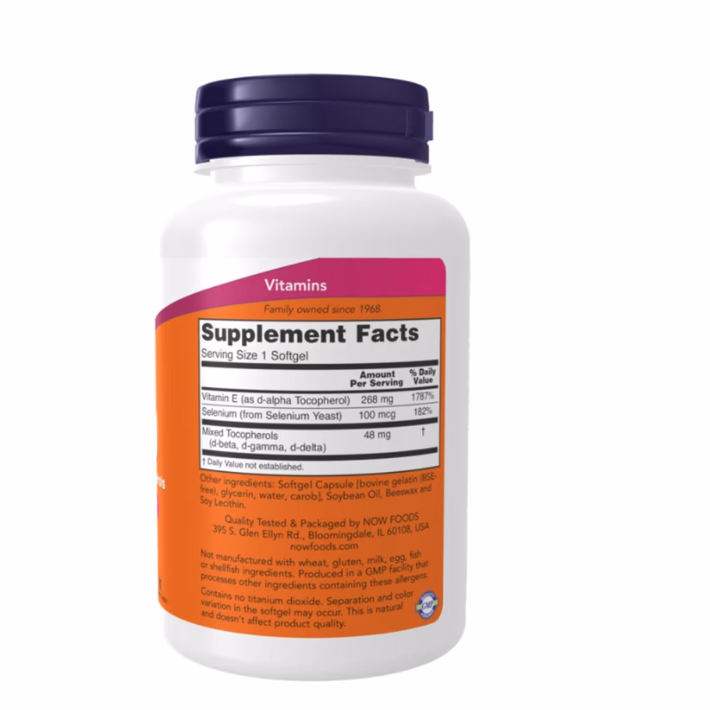 Now Vitamin E 400 D Alpha Mix Tocopherols 100 Softgels 4