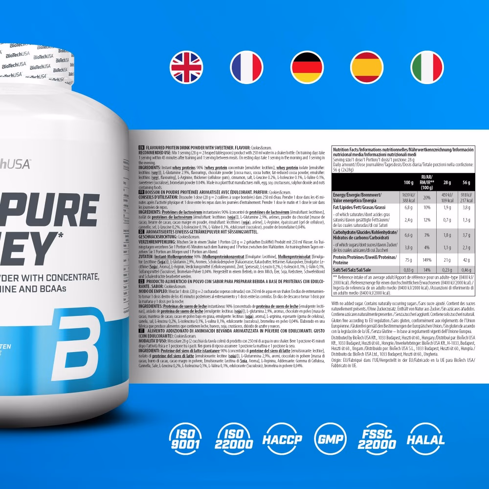 BioTechUSA Pure Whey Strawberry 2270g: High-Quality Whey Protein Blend for Muscle Growth & Recovery 5