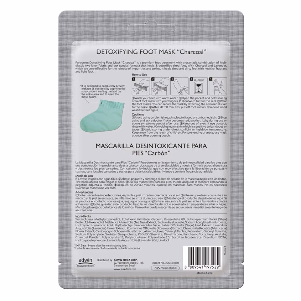 Purederm Detoxifying Foot Mask Charcoal 2s ADS-735 2
