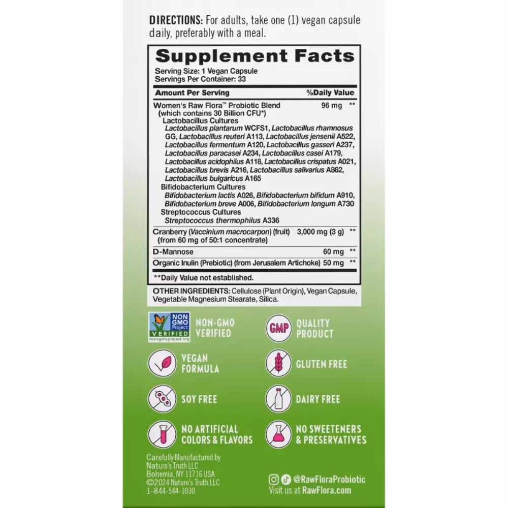 Nature's Truth Raw Flora Probiotic-18 30 Billion 33 Capsules 3