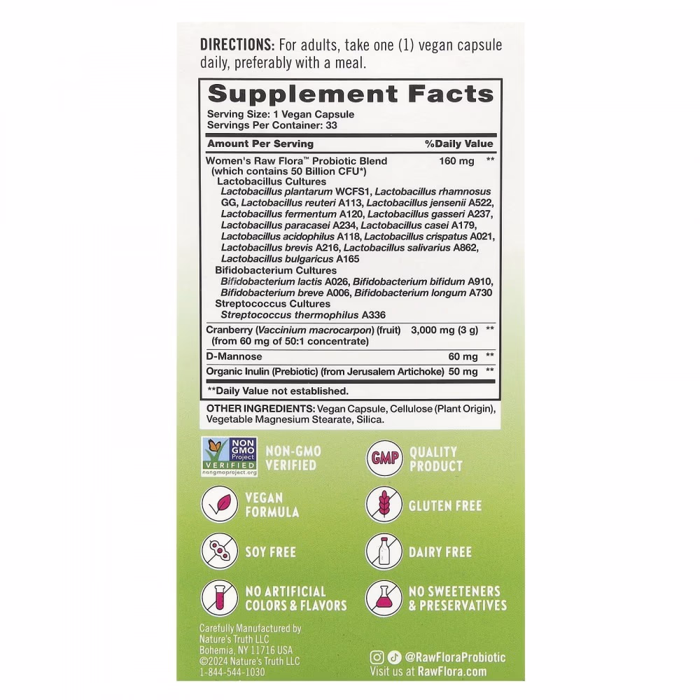 Nature's Truth Raw Flora Probiotic-18 50 Billion 33 Capsules 2
