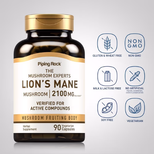 Piping Rock Lions Mane 2100mg 90 Capsules 3