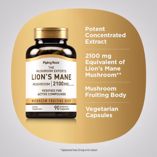 Piping Rock Lions Mane 2100mg 90 Capsules 4