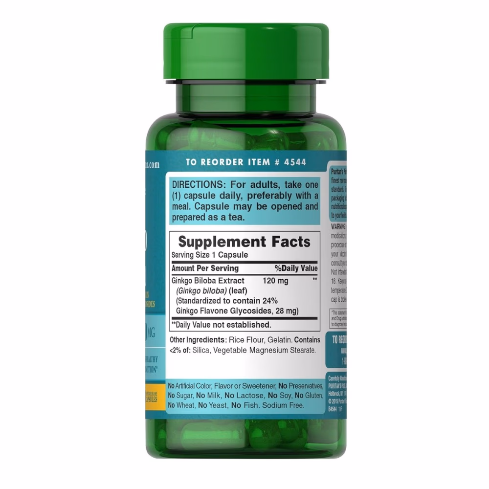 Puritan's Pride Ginkgo Biloba 120mg 100 Capsules 3