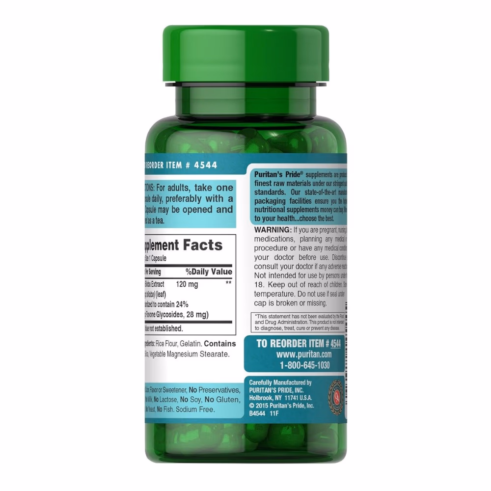 Puritan's Pride Ginkgo Biloba 120mg 100 Capsules 2