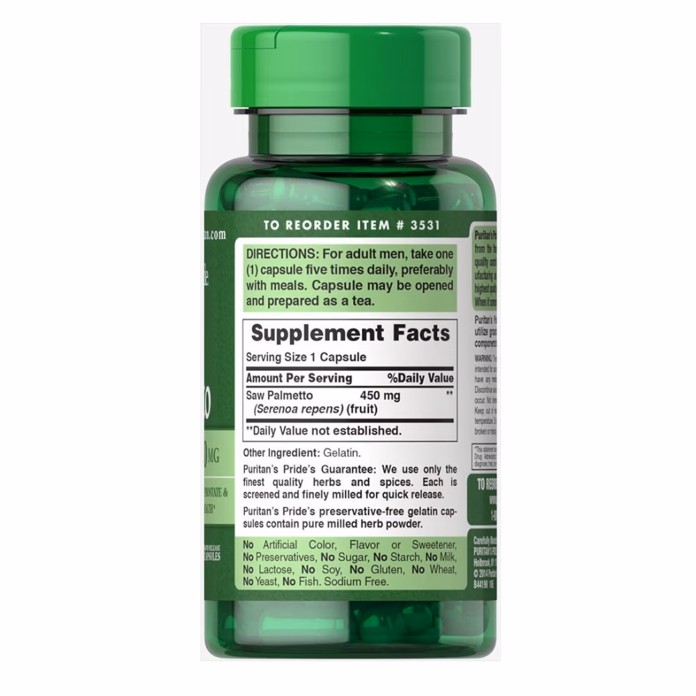 Puritan's Pride Saw Palmetto 450mg 100 Capsules 2
