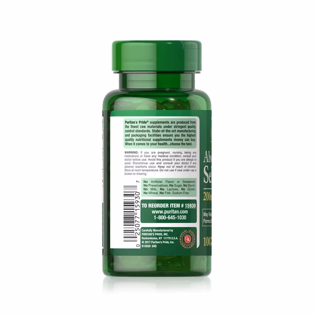 Puritan’s Pride Absorbable Selenium 200mcg 100 Softgels 2
