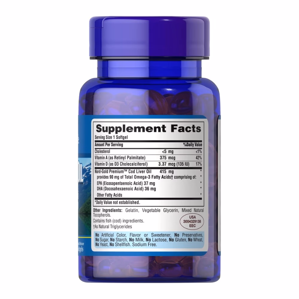Puritans Pride Cod Liver Oil Softgels 100s 3