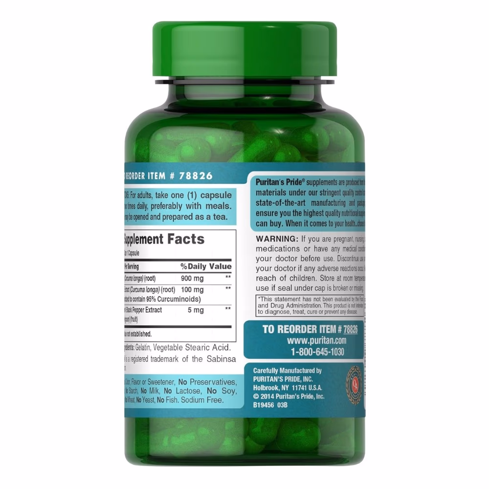 Puritans Pride Turmeric Curcumin 1000 mg 60 Capsules 4