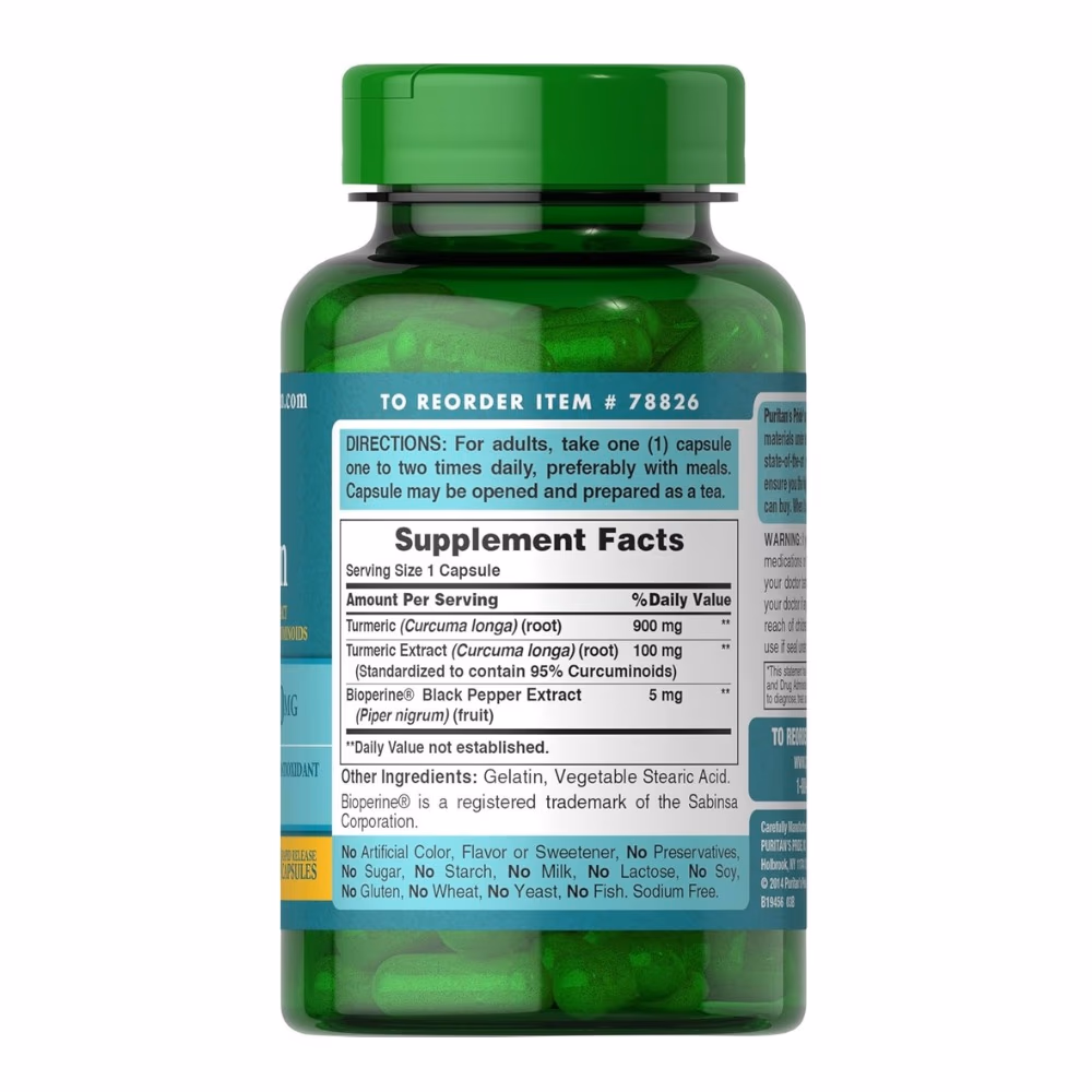Puritans Pride Turmeric Curcumin 1000 mg 60 Capsules 3