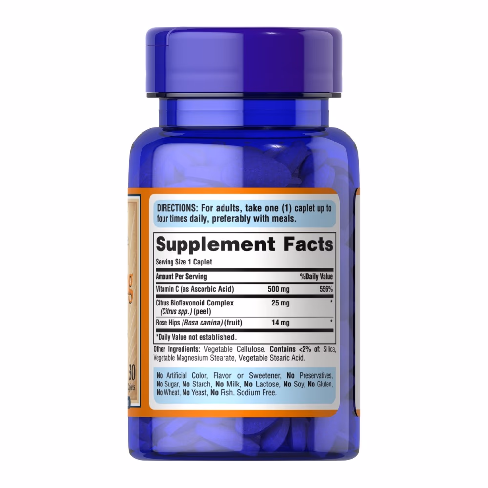 Puritans Pride Vitamin C 500mg with Rose Hip 30 Tabs 3