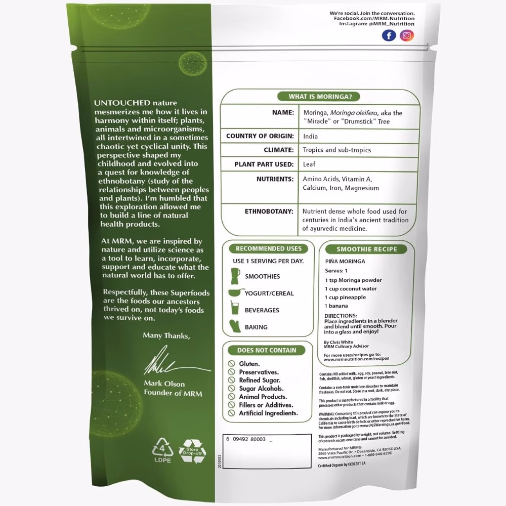 MRM Organic Moringa Powder 240g 2