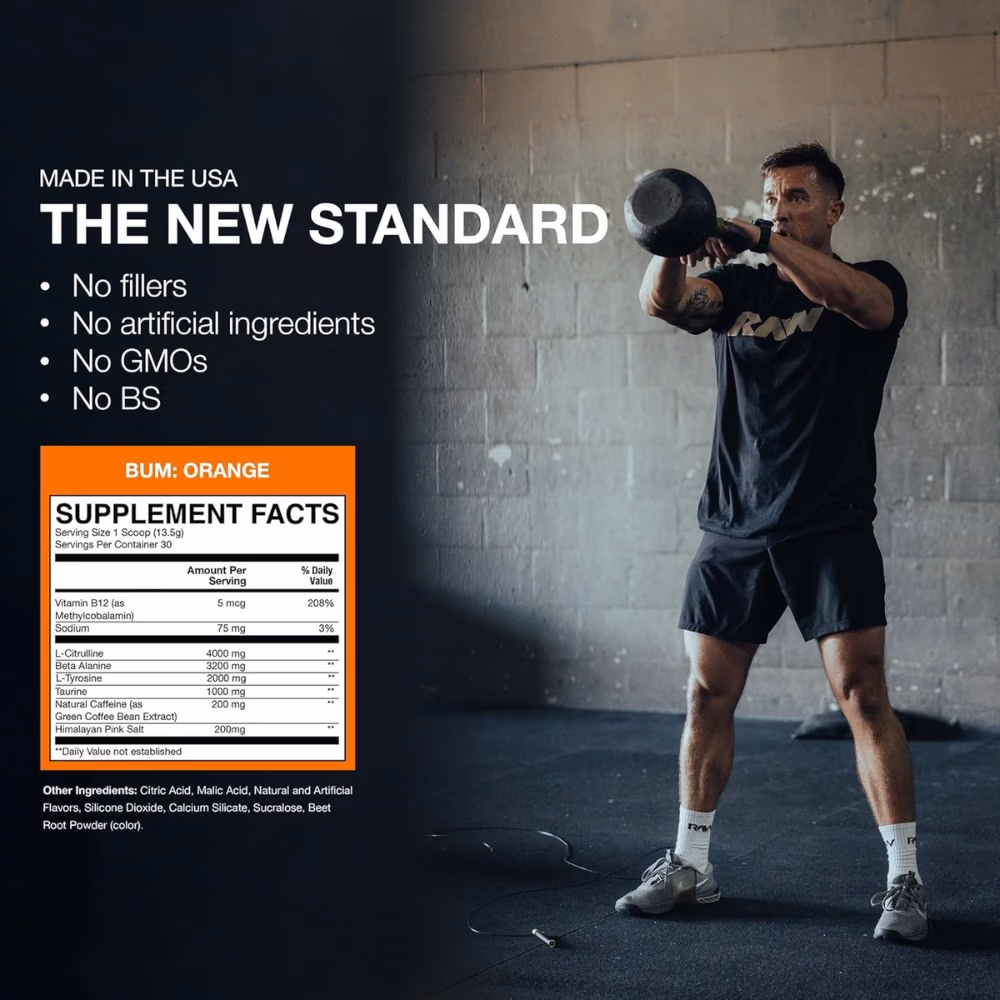 Raw Bum Essential Pre-Workout Orange 399g  4