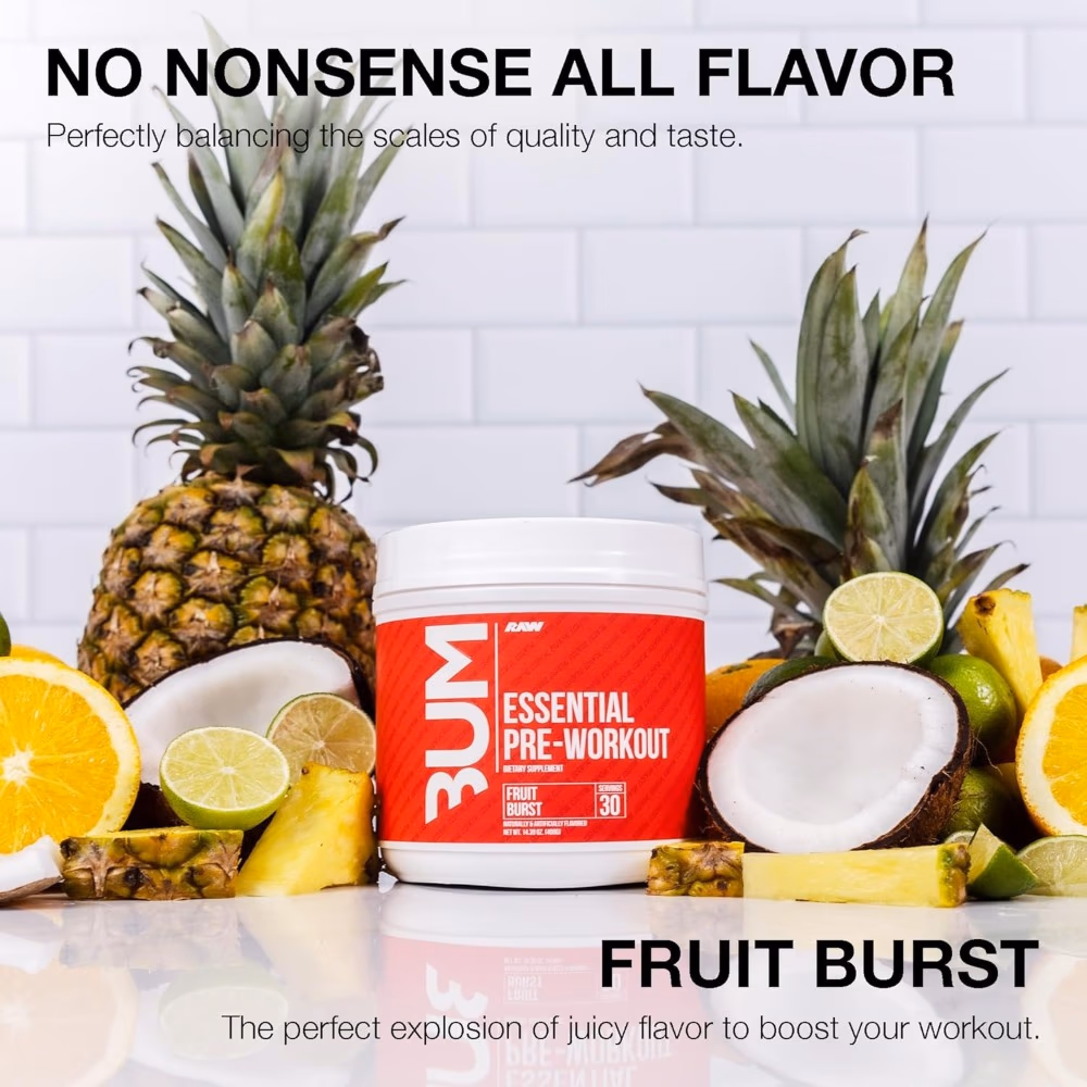 Raw Bum Essential Pre-Workout  Fruit Burst 408g 3