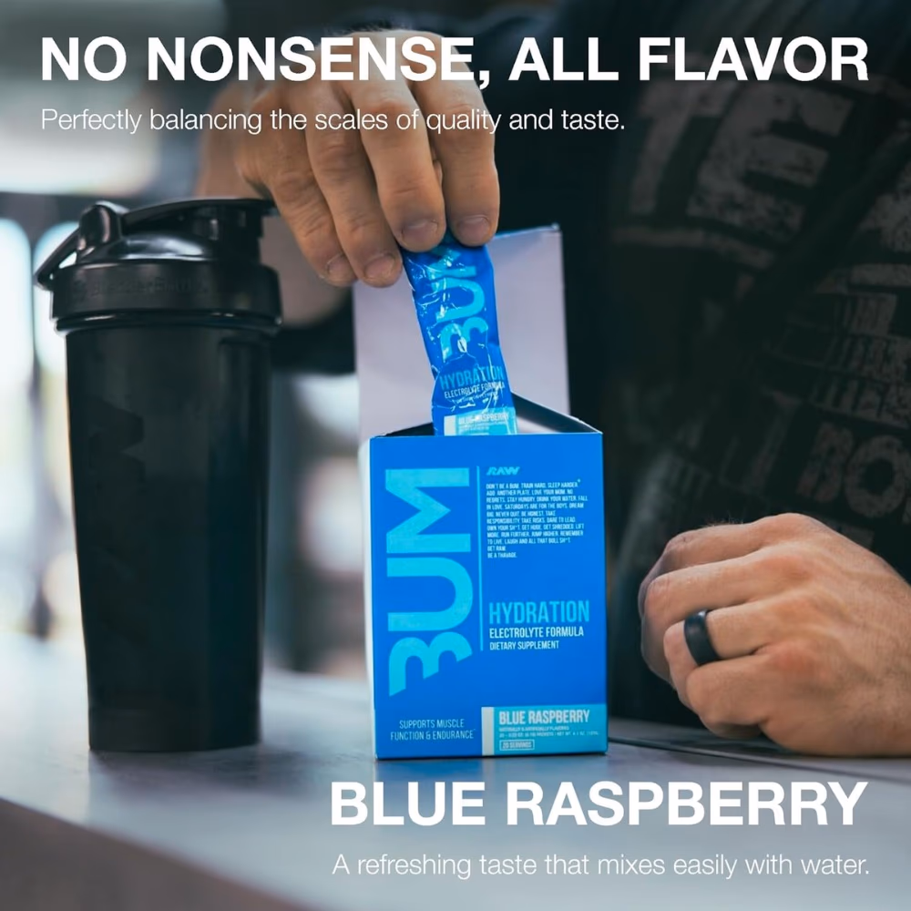 Raw Bum Hydration Powder Blue Raspberry - 20 Sachets  3