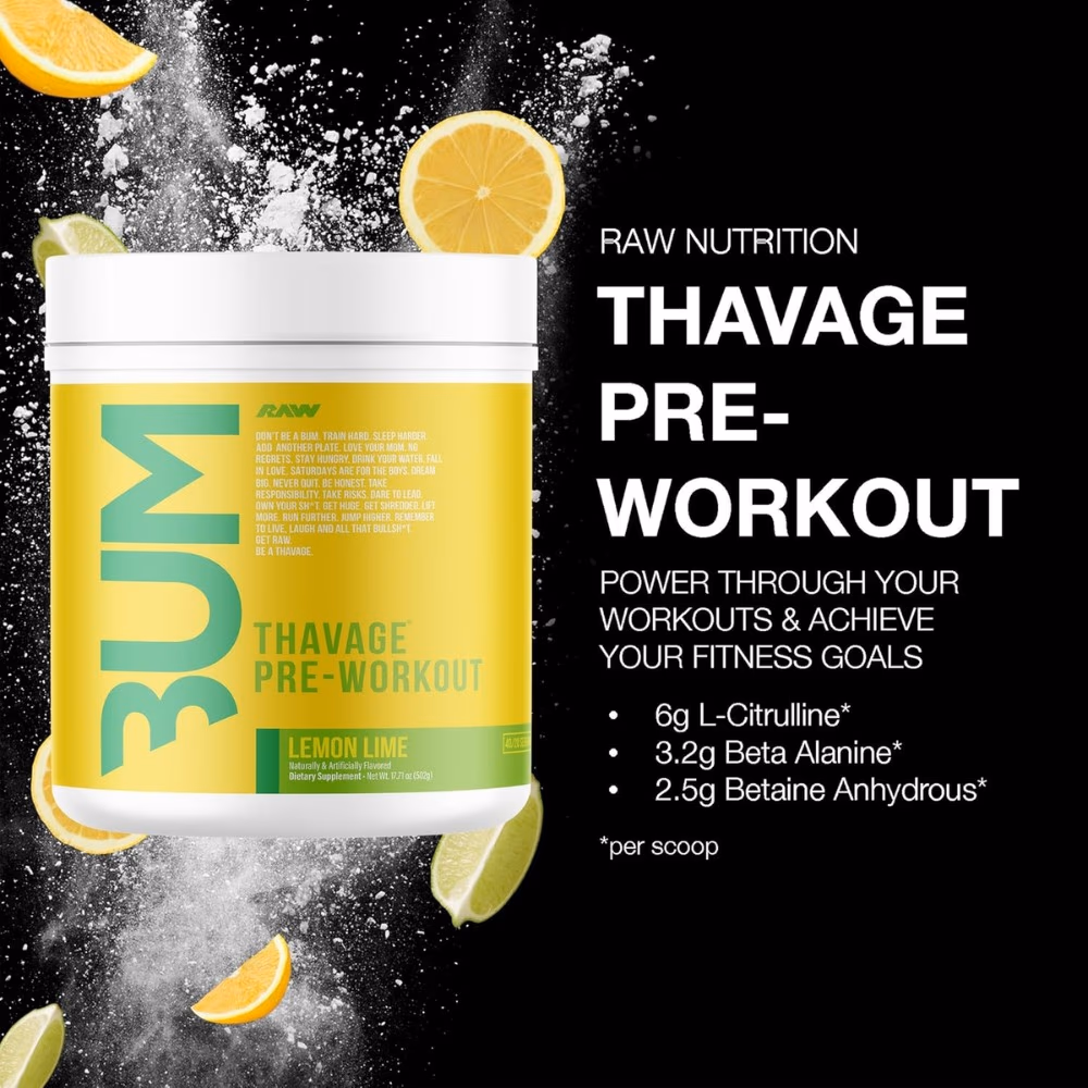 Raw Bum Thavage Pre-Workout 502g Lemon Lime 4