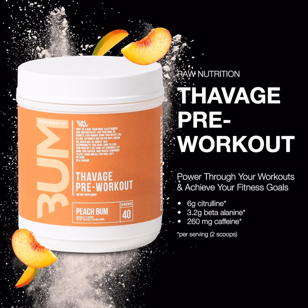Raw Bum Thavage Pre-Workout 520g Peach Bum 4