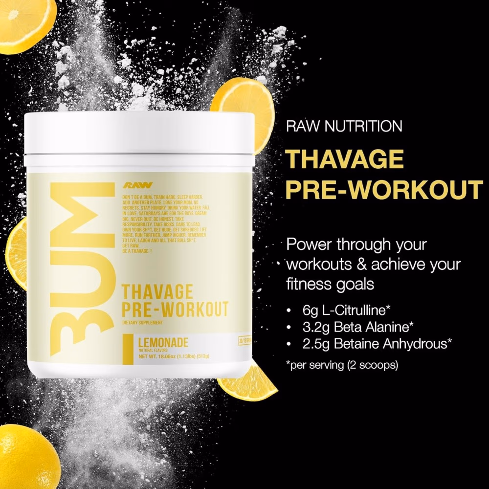 Raw Bum Thavage Pre-Workout 528g Lemonade 4