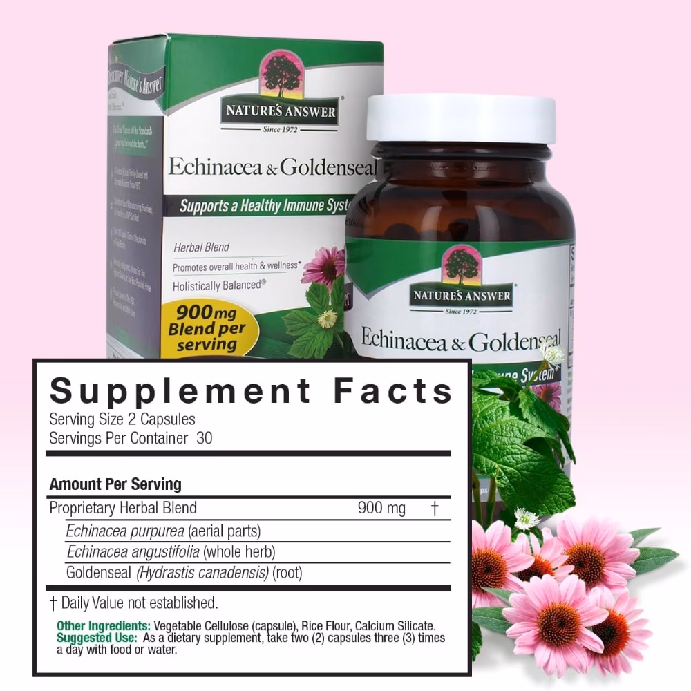 Nature's Answer Echinacea & Goldenseal 60 Veg Caps 3