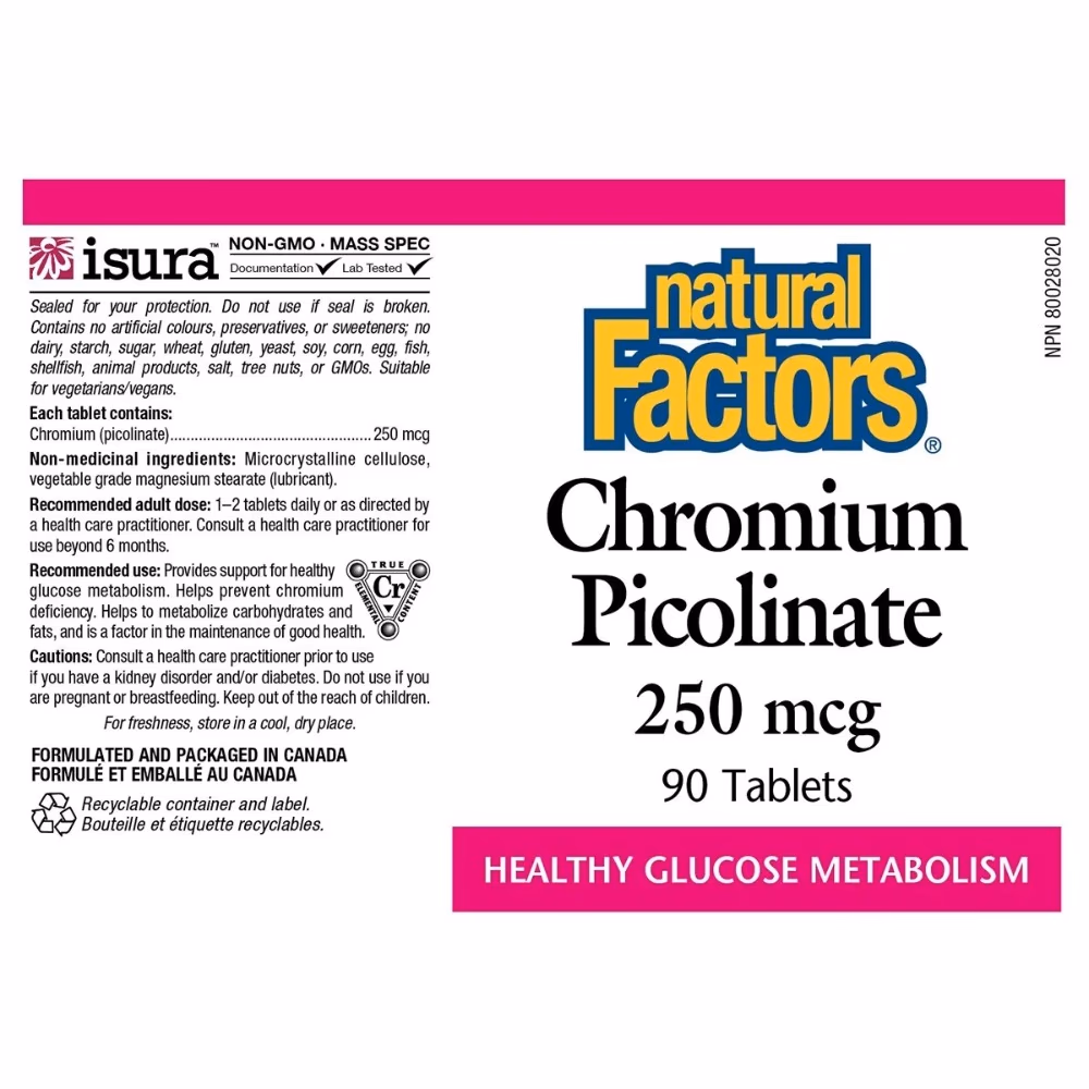 Natural Factors Chromium Picolinate 250 mcg (90 tablets) 2