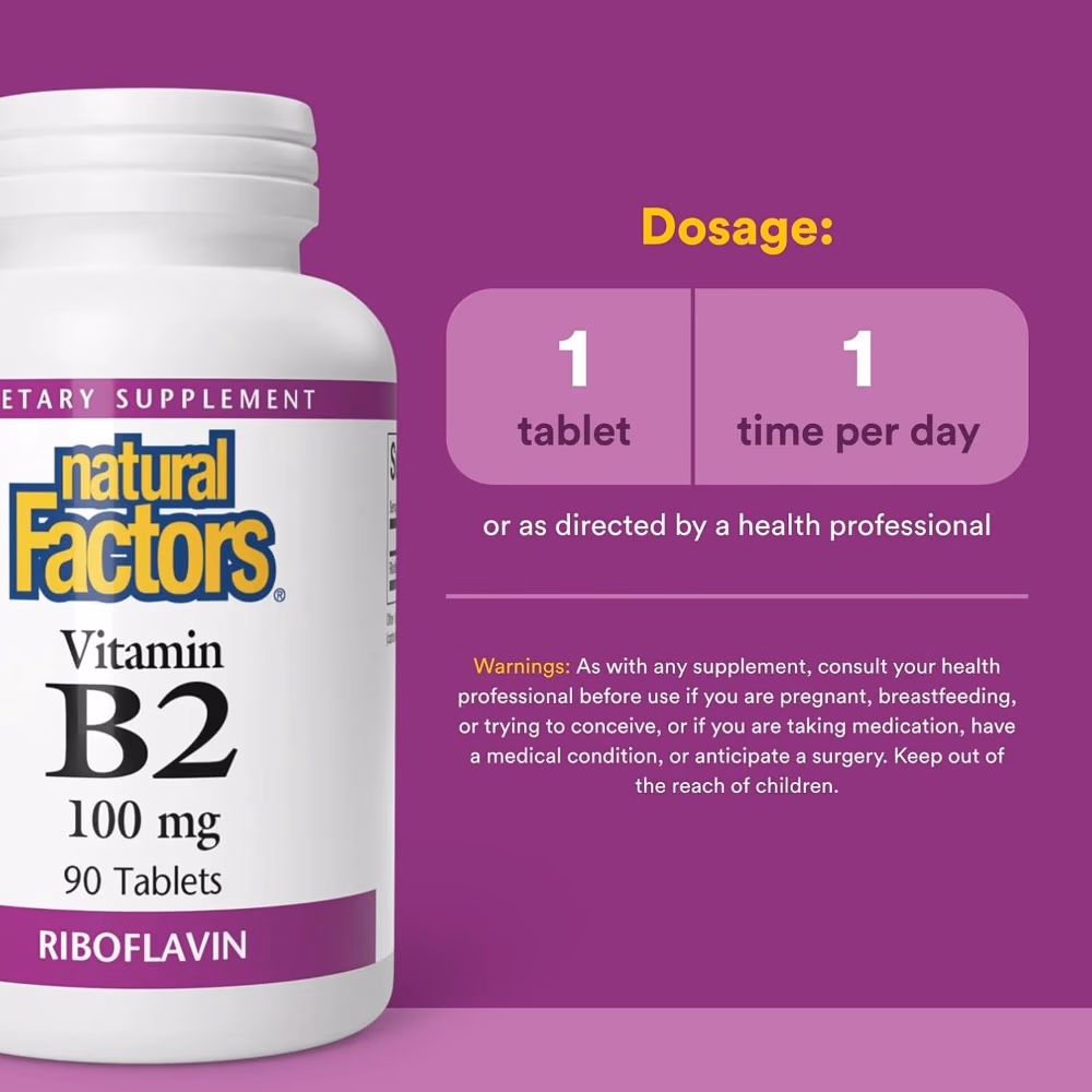 Natural Factors Vitamin B2 100mg 90s 2