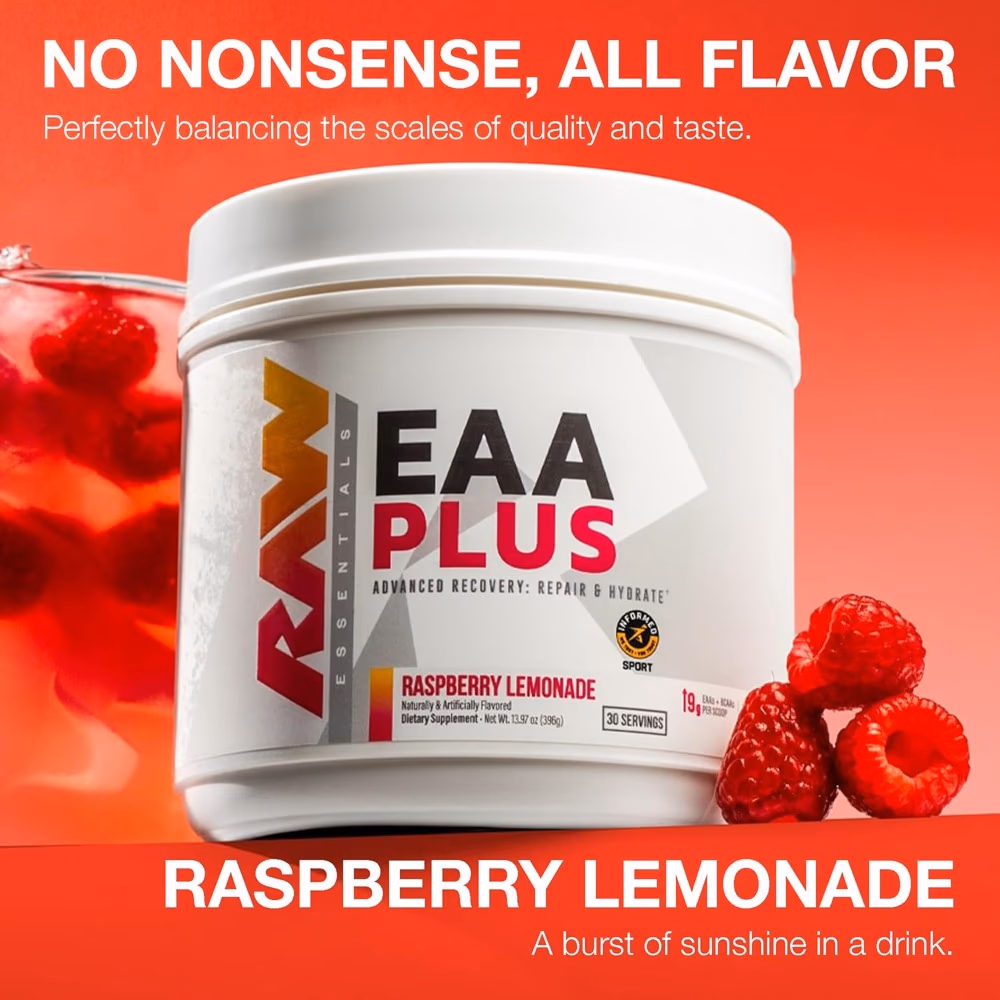Raw Nutrition EAA Plus Powder – Raspberry Lemonade 396g  5