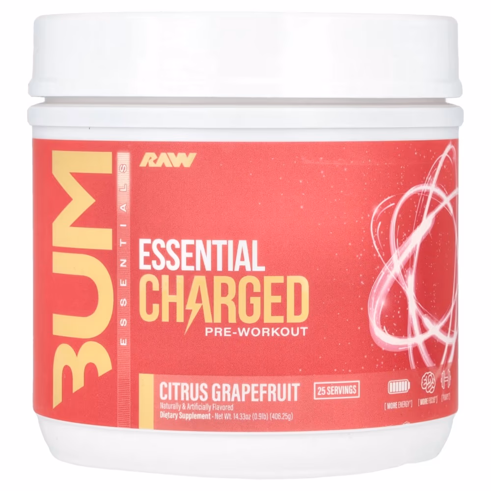 Raw Essential Charged Pre-Workout Citrus Grape 400g 2