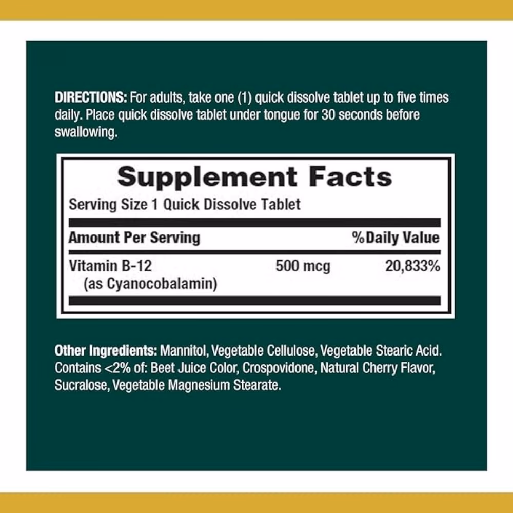 Nature's Bounty B12 500 mcg 100s 2