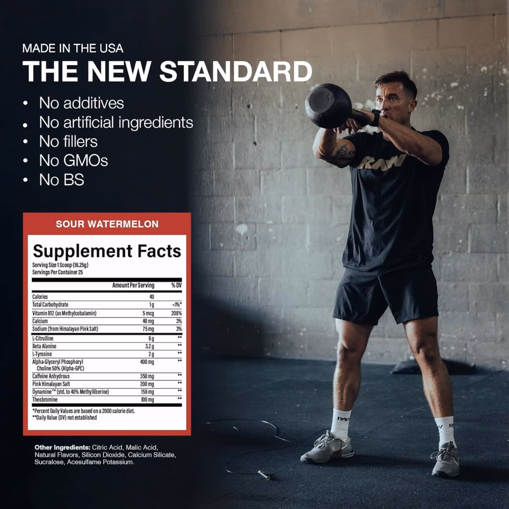 Raw Essential Charged Pre-Workout Watermelon 400g 4