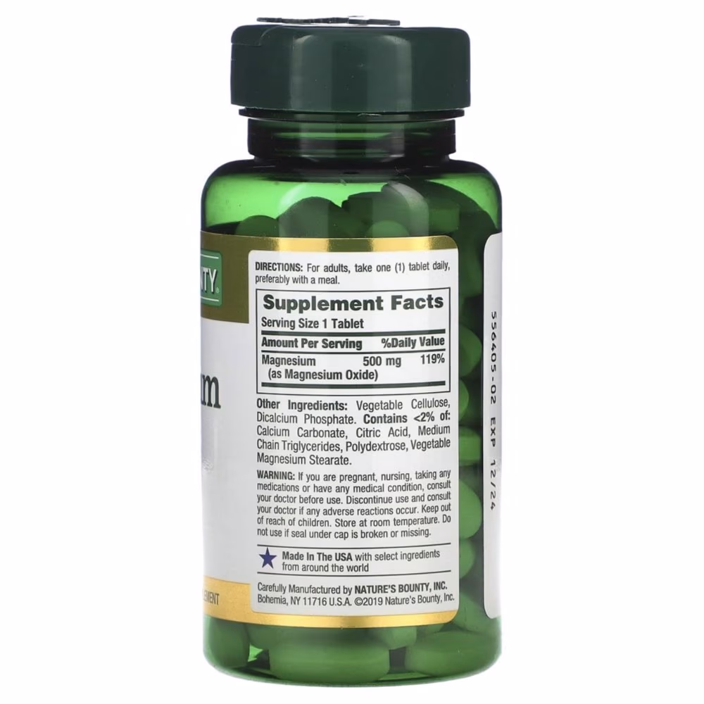 Nature’s Bounty Magnesium 500mg 100 Tablets  2