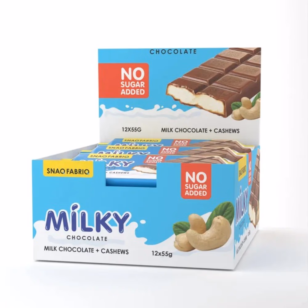 Snaq Milky Chocolate + Cashew Bar 55g 2