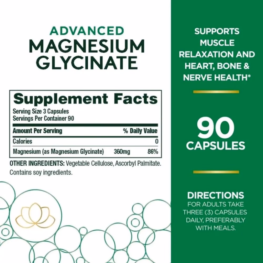 Nature’s Bounty Magnesium Glycinate 360mg 90 Capsules 3