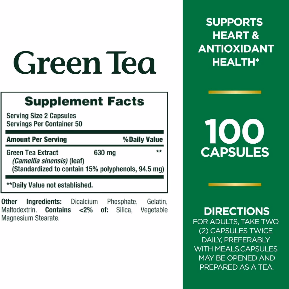 Nature’s Bounty Green Tea 315mg 100 Caps 2