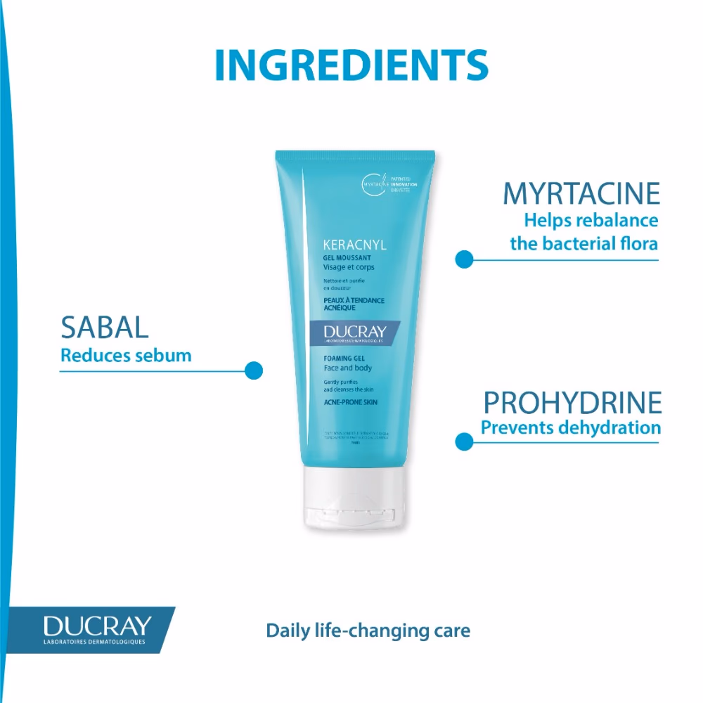Ducray Keracnyl Foaming Gel Oily Skin - 200ml 2