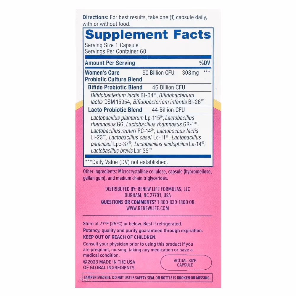 Renew Life UF Women’s Care Probiotic 90B 30 Caps 2