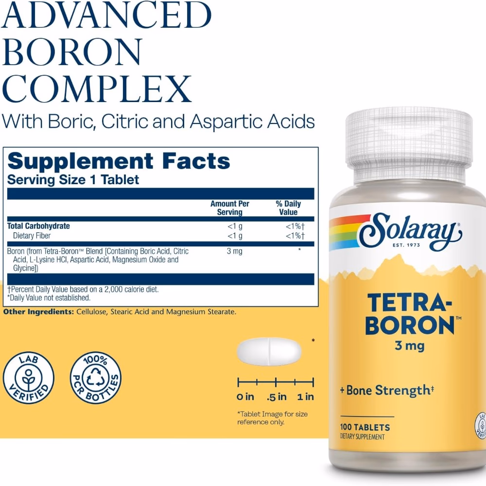 Solaray Tetra Boron 3mg 100 Tabs 2