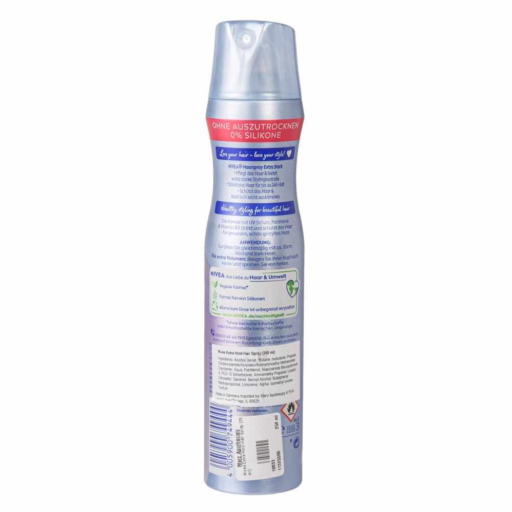 Nivea Extra Strong Hold 4 Hair Styling Spray 250ml 2