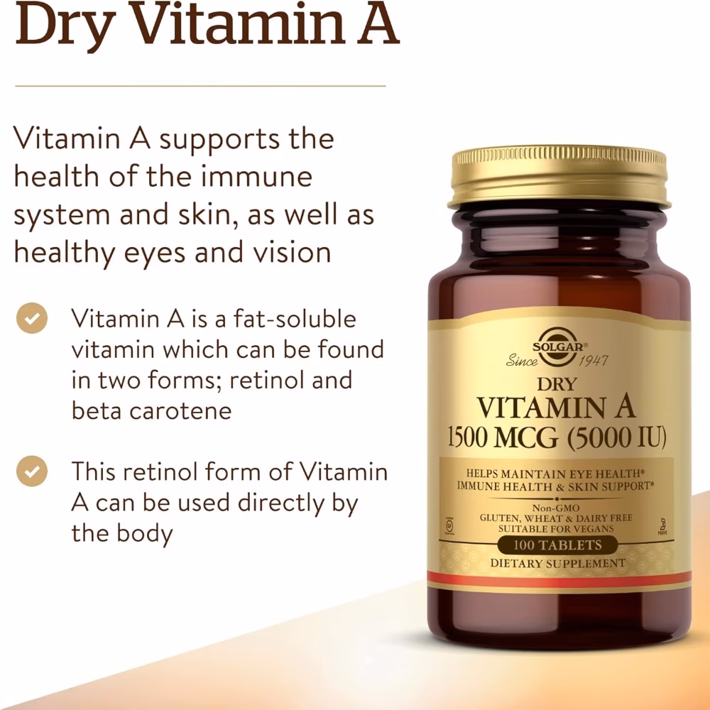 Solgar Dry Vitamin A 5000 IU 100 Tabs 3