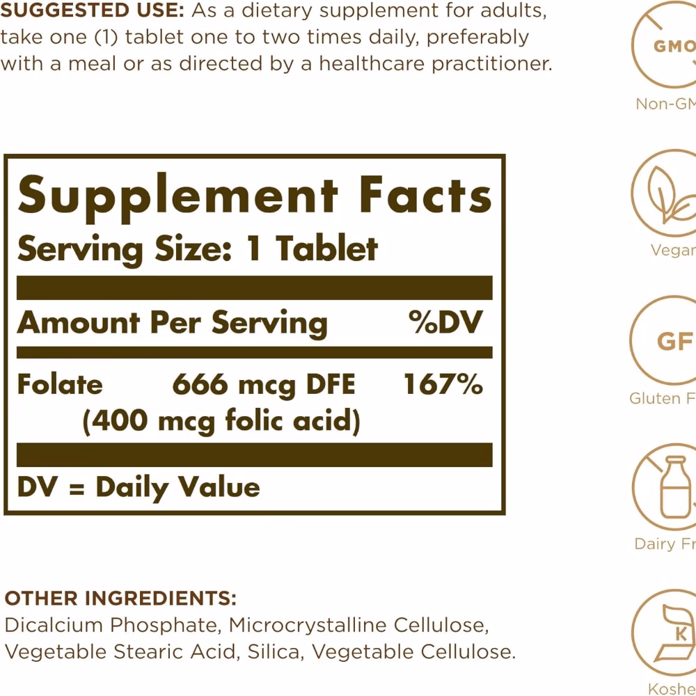Solgar Folate 400mcg Tab 250 Tabs 2