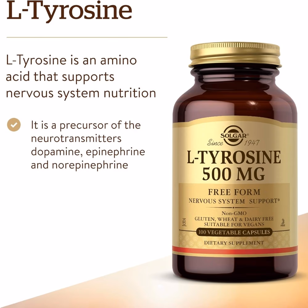 Solgar L-Tyrosine 500mg 100 Veg Capsules 3
