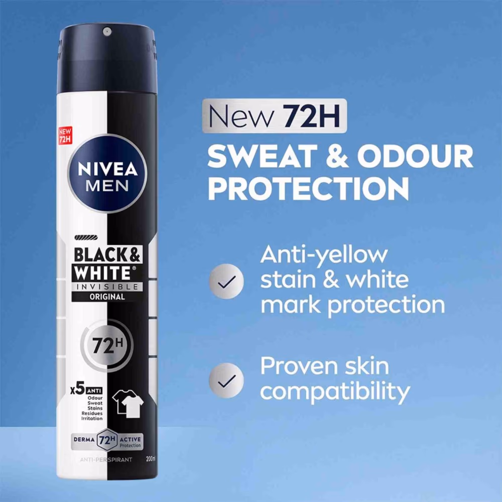 NIVEA Men Black & White Invisible Deodorant 200ml 2