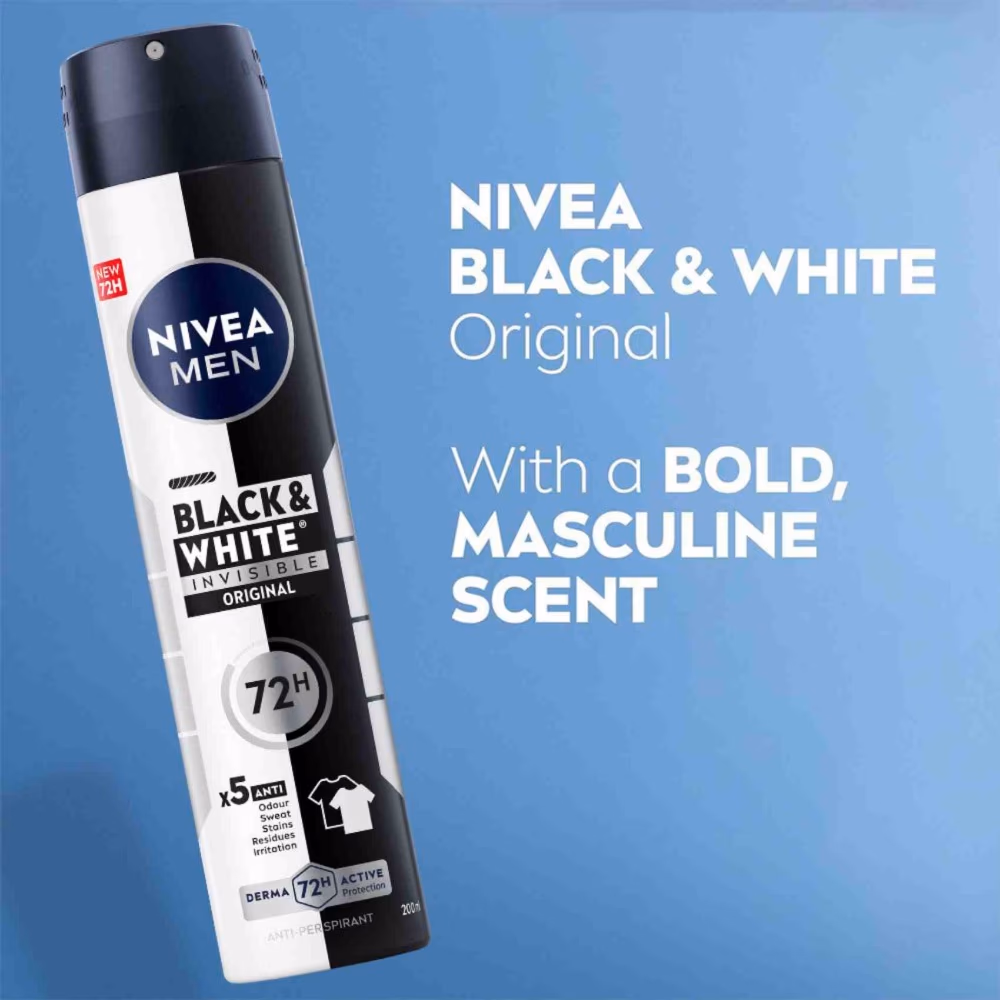 NIVEA Men Black & White Invisible Deodorant 200ml 3
