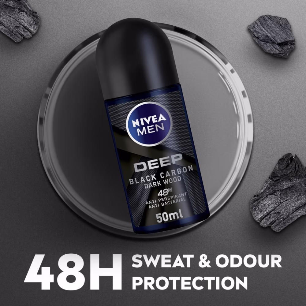 NIVEA Men Deep Black Carbon Deo Roll On 50ml  4