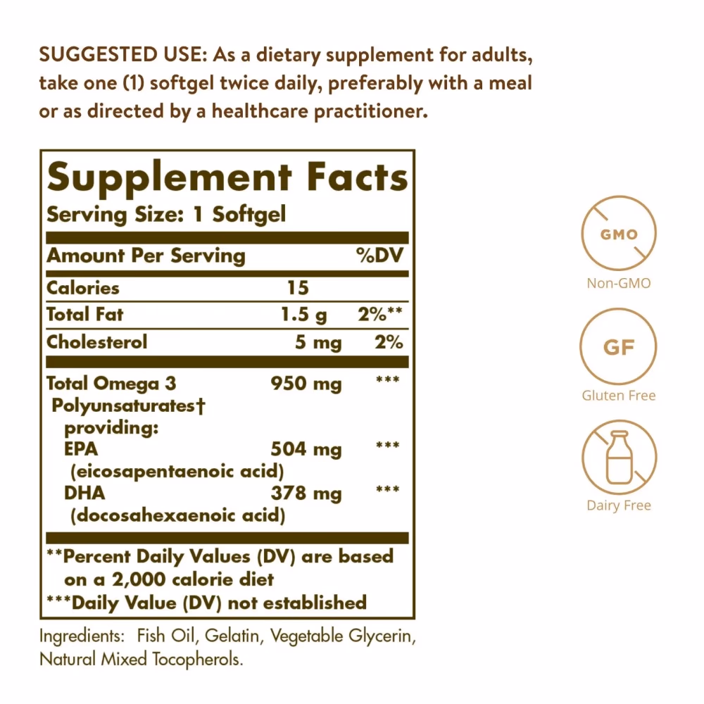 Solgar Triple Strength Omega-3 950mg 50 Softgels 2